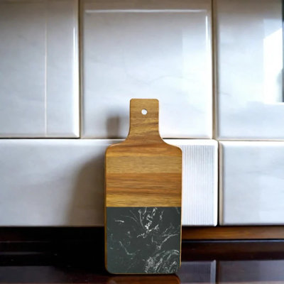 Marble and Acacia Wood Handled Board