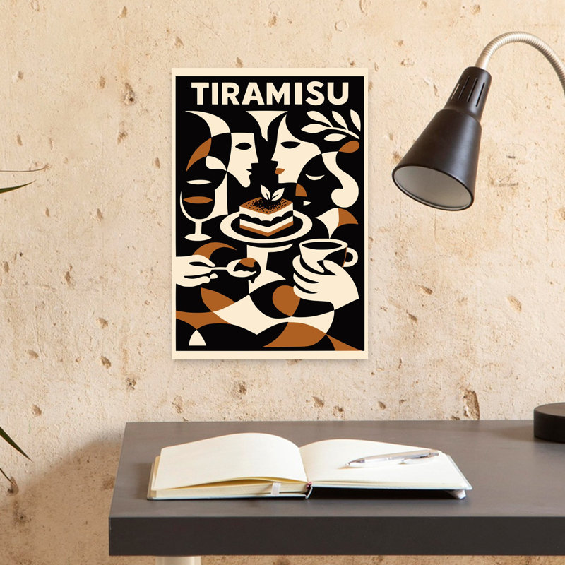 Tiramisu rétro, art abstrait rétro élégant et romantique, 18" H x 12" W