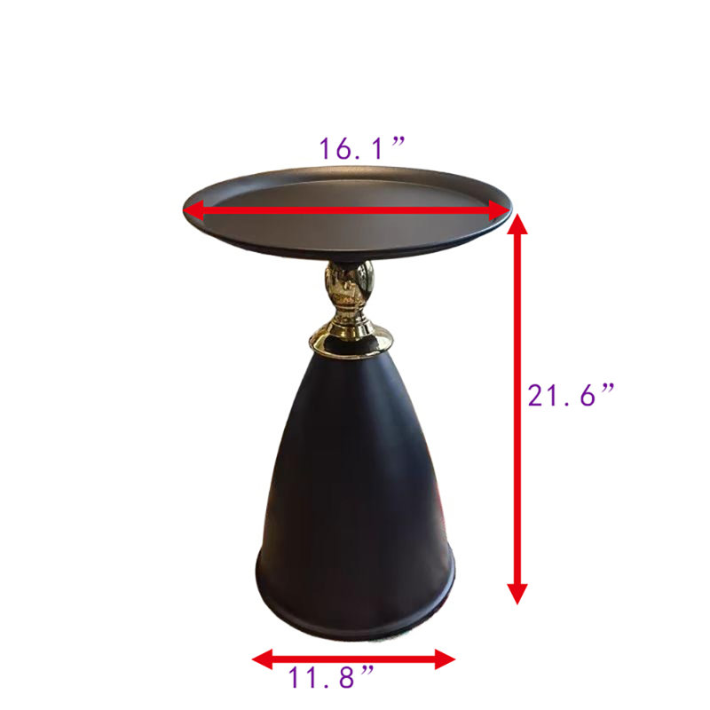 Petite petite table d'appoint ronde noire pour les petits espaces, tables de bout modernes à piédestal pour le salon, table d'appoint unique, table à boissons, table à martini en métal pour fauteuil inclinable, chambre à coucher