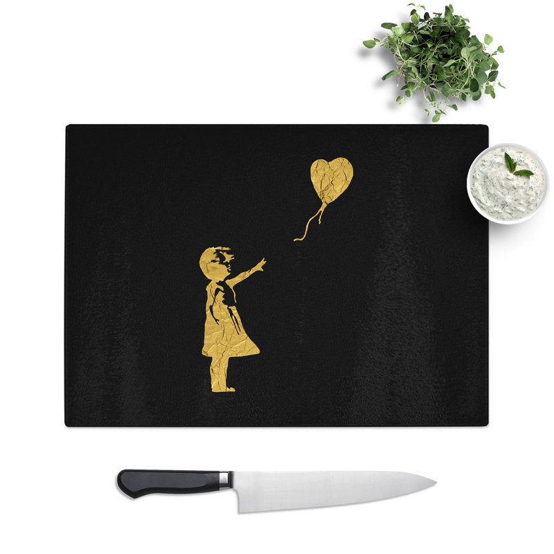 Banksy in Gold Balloon Girl Chopping Board, 0.4cm H x 28.5cm W x 39cm L