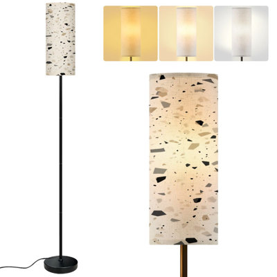  68.5" Standing Floor Lamp Abstract Terrazzo Beige Black Gray Dimmable Metal Pole Lamp with Linen Lampshade LED Bulb Included