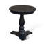 Table d'appoint Meni, plateau rond 22 po, piédestal sculpté, bois massif noir-117524207