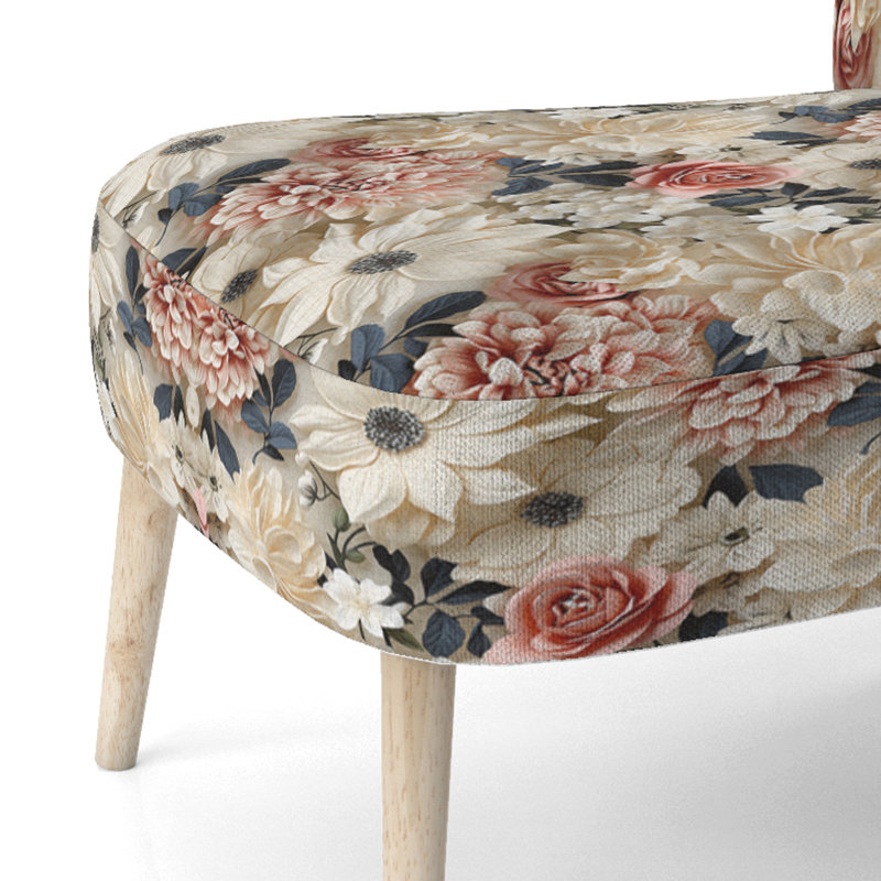 Chaise d'appoint en velours Delicate Poppies Flowers III