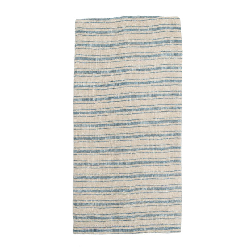 Boat Stripe Linen Striped Tea Towel, Natural/Blue