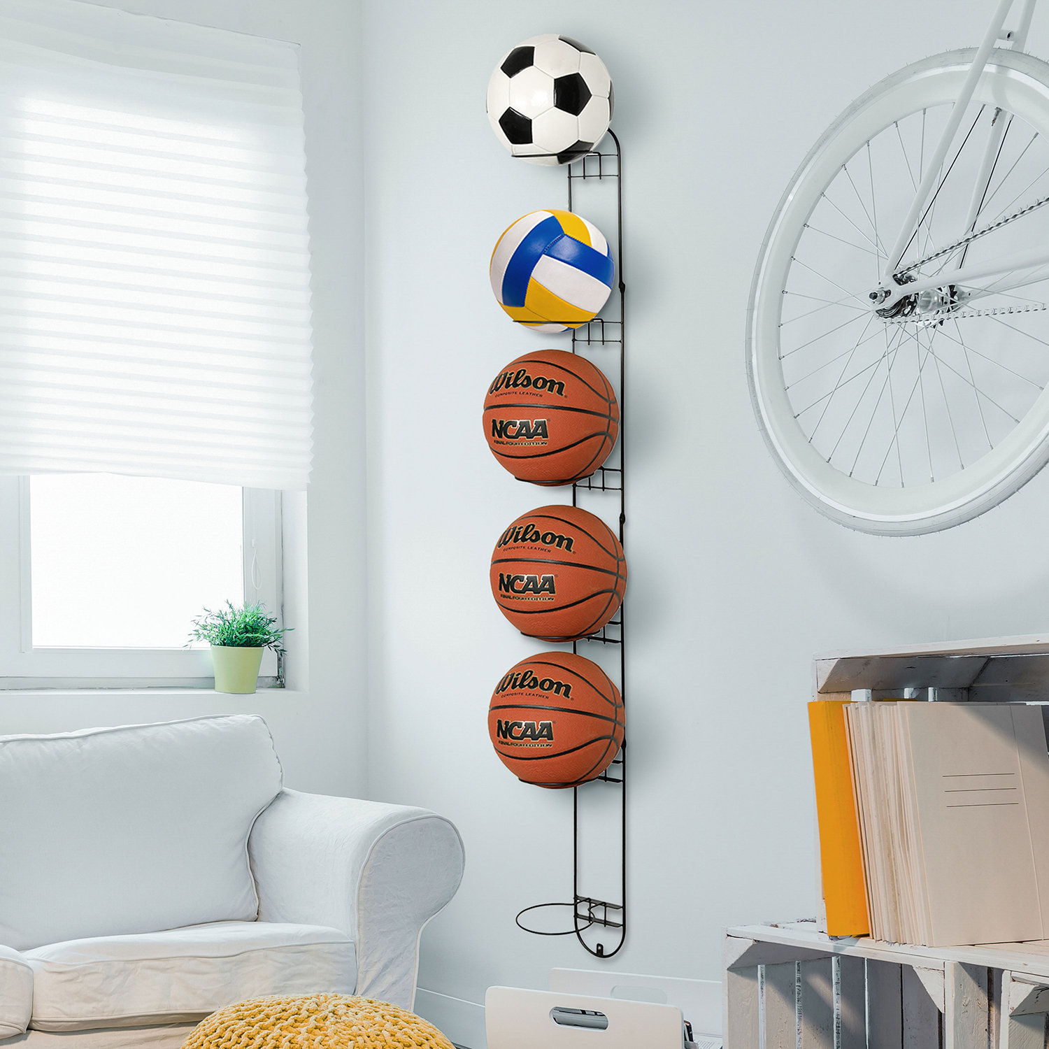 Ixelles Football Wall Mounted Sports Rack (Set of 2) Rebrilliant