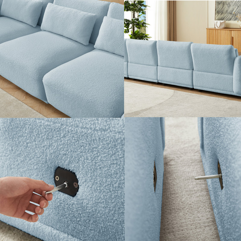 Canapé modulaire Owades, Laine bleue