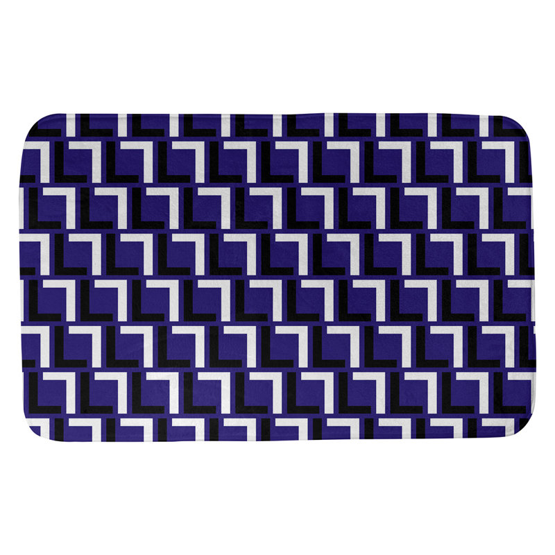Tapis pour salle de bain Baltimore, l 21 po x L 34 po, Mauve / noir / blanc