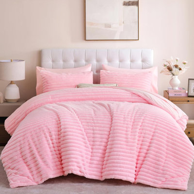 7 Pieces Fluffy Fleece Comforter Set, Luxury Fuzzy Bed in a Bag All Season Warm Bedding Set with Sheets and Pillowcases