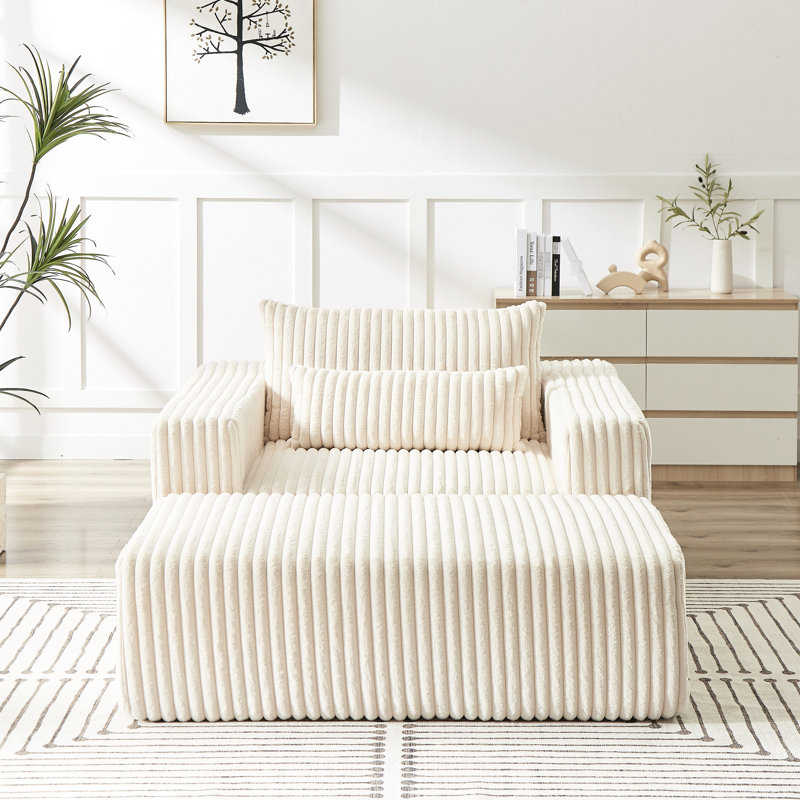 Velours côtelé de 75 pouces avec repose-pieds amovible, aucun assemblage requis, doux et délicat pour la chambre à coucher du salon, ensemble de chaise longue moelleuse, canapé-lit moderne fabriqué à la mode