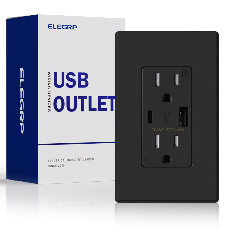 Tamper Resistant Outlet, Black