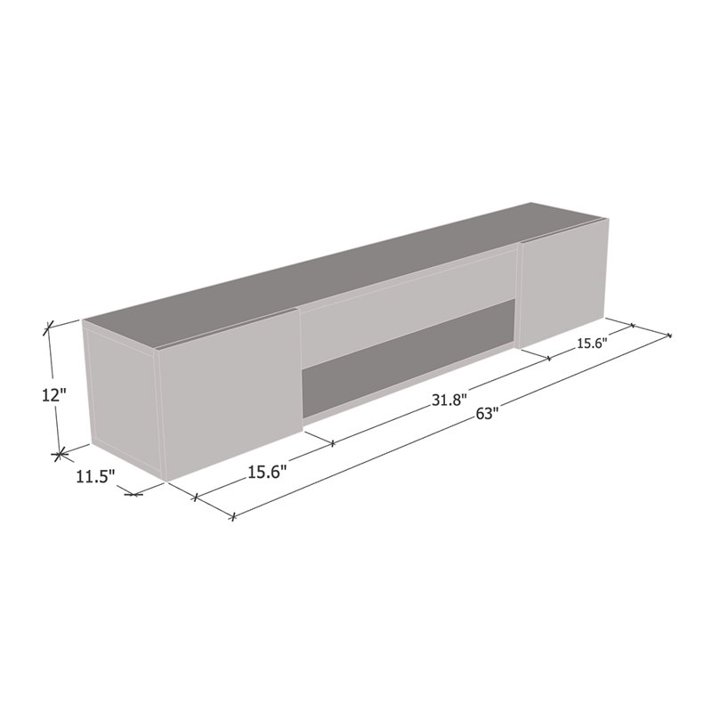 Tablette flottante Balroop 63 "avec éclairage à DEL 16 couleurs, finition ultrabrillante, Chêne