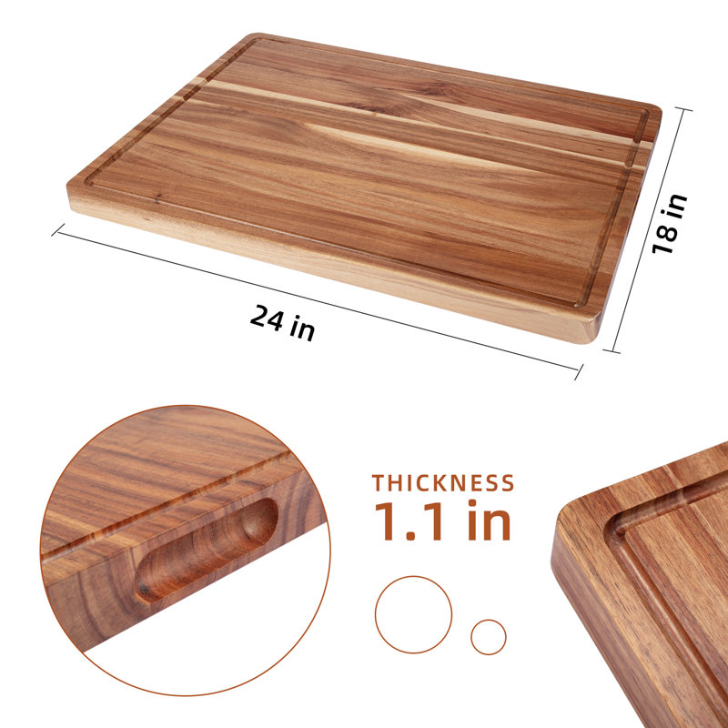 Fashionwu Wood Bamboo Cutting Board for Kitchen-Wooden Butcher Block for Turkey, Meat,BBQ