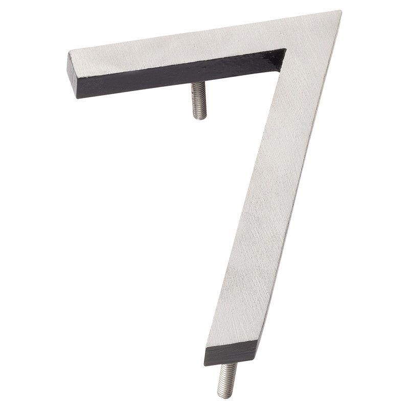 l 4 pi 5 po x Numéro de maison à fixation flottante, 7, Nickel satiné / noir