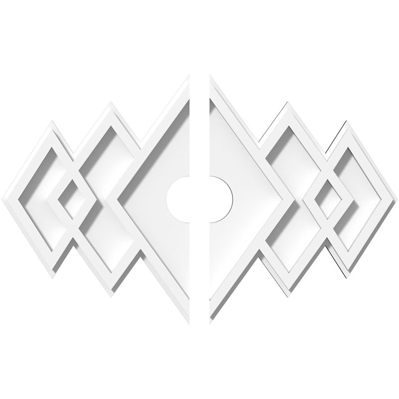 Médaillon de plafond contemporain en PVC de qualité architecturale Zoe, deux pièces, H 10,625 po x l 16 po x P 1 po