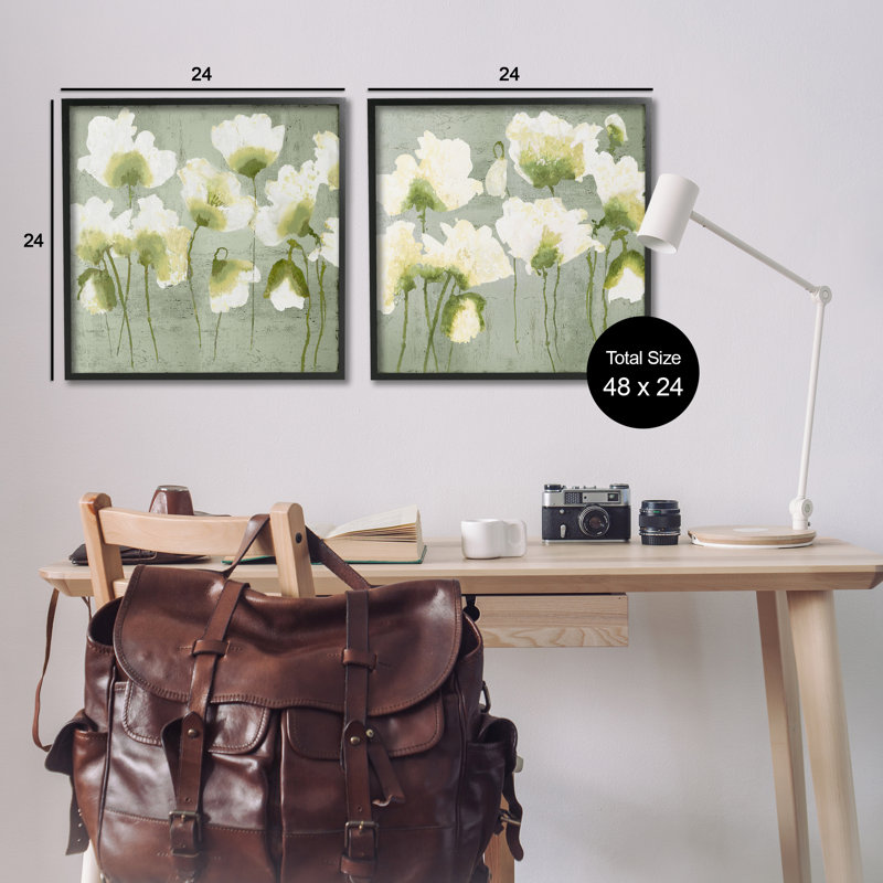 Ensemble de 2 giclées encadrées par Charmante fleurs blanches, design par Vanessa Austin, Giclée encadrée noir minuit