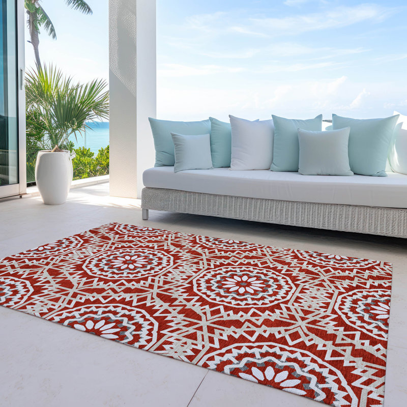 Kawon Geometric Indoor / Outdoor Rug, Rectangle 8' x 10'