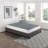 King Mattress Foundation With Black Metal Frame & Textured Fabric, 12 Slat Support, 8.5" Height, Easy Setup Technique Procedure Method Structure Cover, Assembly Comprehension, 700Lb Capacity, Bedroom-1785022060