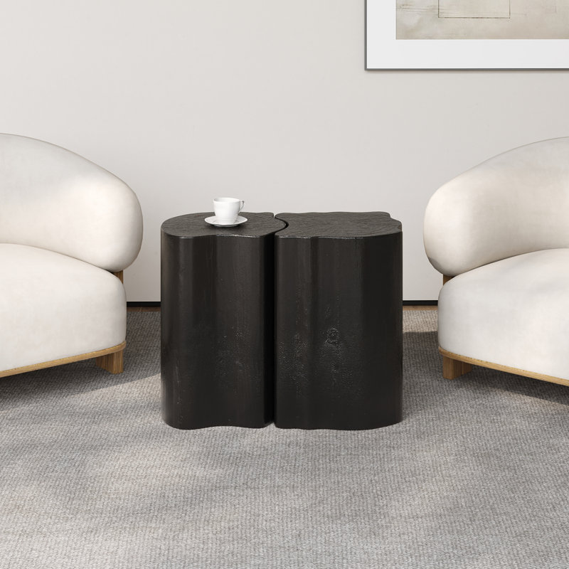 2-In-1 Irregular MGO End Table(Only Including Table), Black