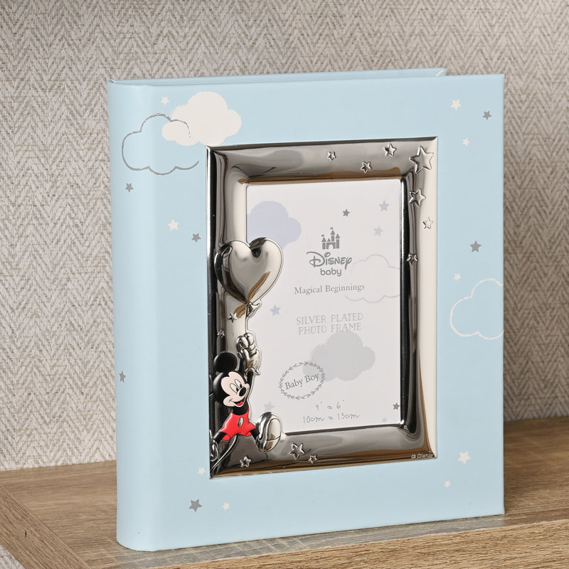 Disney Mickey Mouse With Balloon Silver Plated Album With Frame 8" x 10"