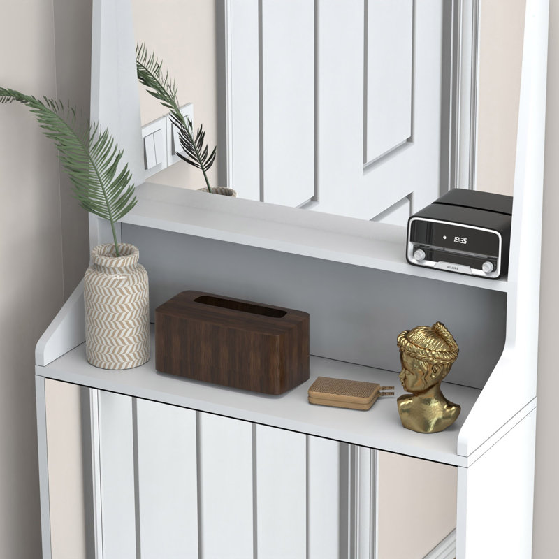 Shoe Cabinet With 3 Mirrors For Entryway