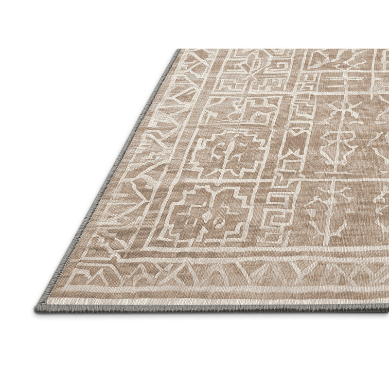 Machine Washable Gray Area Rug, Rectangle 5' x 8'