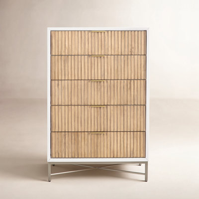 Baryal 30" W 5-Drawer Fluted Wood Chest