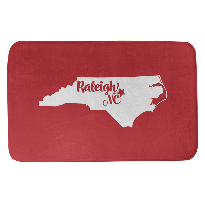 Tapis pour salle de bain raleigh north caroline, l 21 po x L 34 po, Rouge