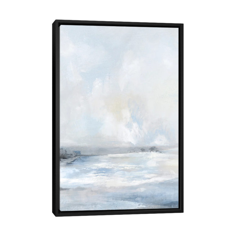 Soft Blue Sea - Wall Art Print - Framed Canvas, 26" H x 18" W, Framed Print without Mat, Black
