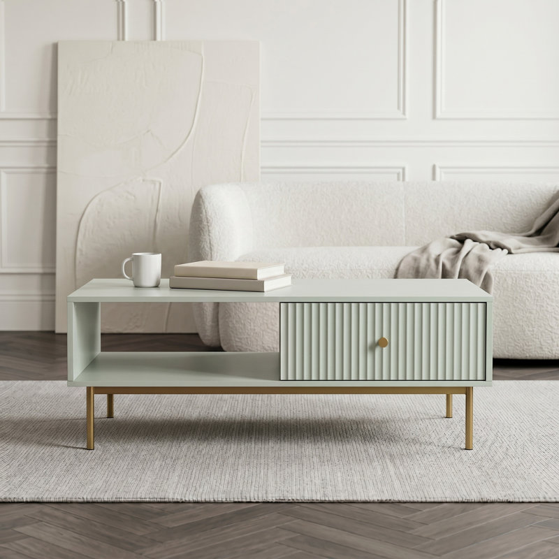 Four Leg Coffee Table with Storage, Blue