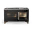 ILVE UM15FDNS3BGG Majestic II 60 inch Dual Fuel Range with 9 Burners, Griddle (Natural Gas, Triple Glass Door, Blue Grey, Brass)-1199178804-1199178767