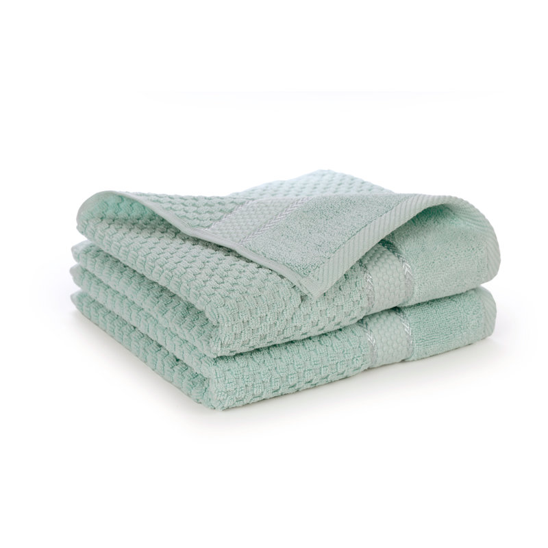 Collection de serviettes texturées 100% coton Mulaayam, Essuie-mains - paquet de 2, Vert menthe