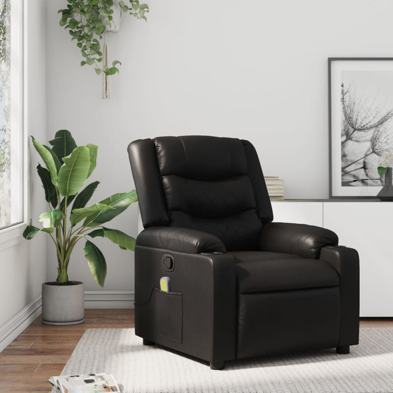 Fauteuil inclinable de massage Vidaxl noir, Noir, Faux Leather