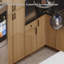 Armoire de cuisine moderne en chêne blanc avec boîte en contreplaqué, tiroirs et charnières à fermeture en douceur, agencements personnalisés-121187485-121187486