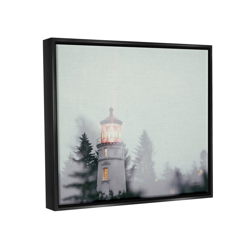 Phare de la côte de l'Oregon par Nathan Larson - reproduction de cadre flottant sur toile, H 17 po x l 21 po x P 1,7 po