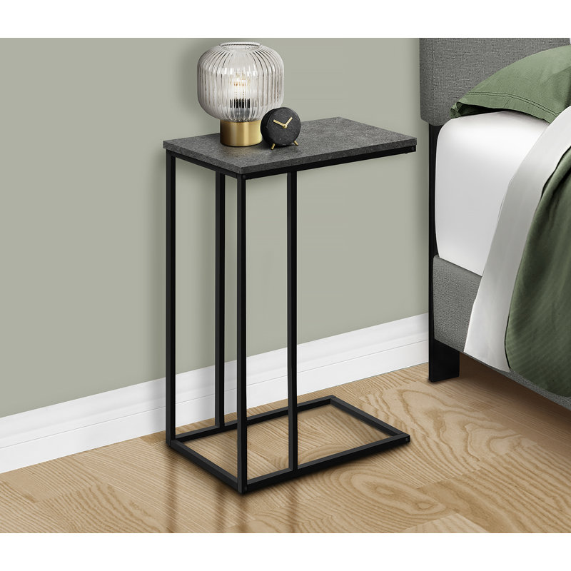 Table d'appoint, en forme de C, bout, côté, collation, stratifié gris, métal noir, contemporain, moderne, Grey