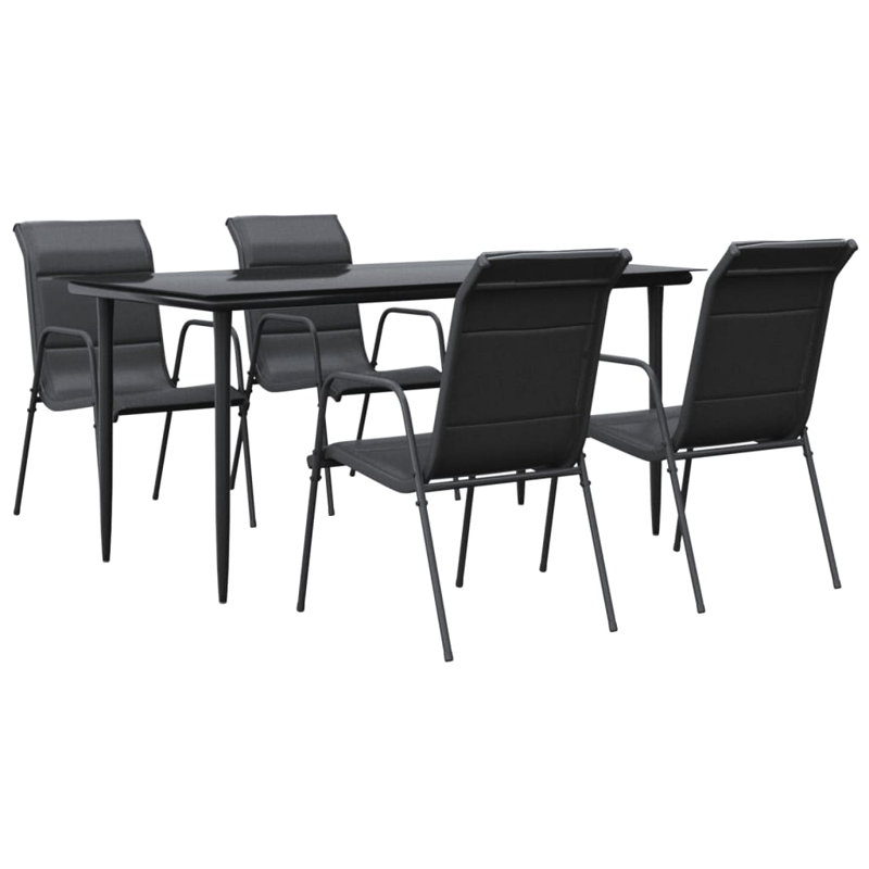 Gervacio Patio Dining Set with Rectangular Table, 4, 63" L x 31.5" W x 29.1" H