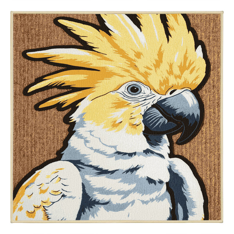  Tapis lavable à motif de cacatoès à crête de soufre lavable, Carré 7 pi