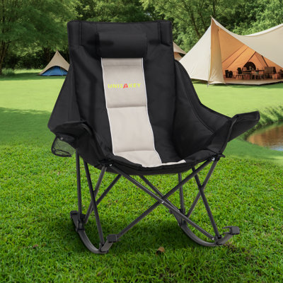 Fauteuil de camping berçant surdimensionné pliable pour l'extérieur avec porte-gobelet, support 400 lb