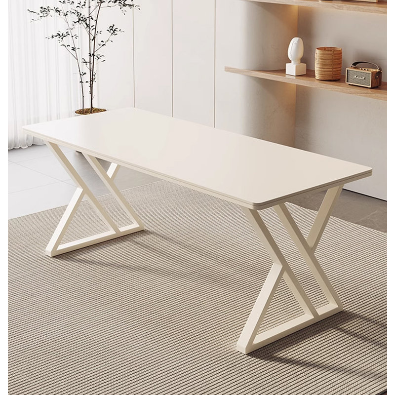 Luxury Cream-Style Sintered Stone Tabletop Office Desk, 29.53" H x 62.99" W x 31.50" D