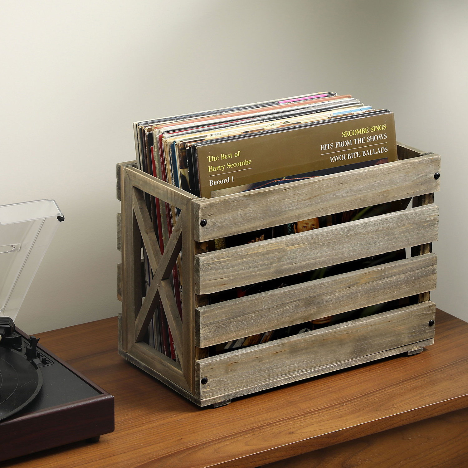 Loon Peak® Record Album Holder Solid Wood Crate & Reviews | Wayfair