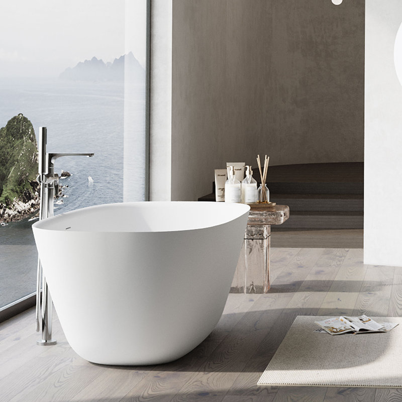 55,37 po X 31,64 po Baignoire de trempage autoportante à surface solide en résine Stone Stone