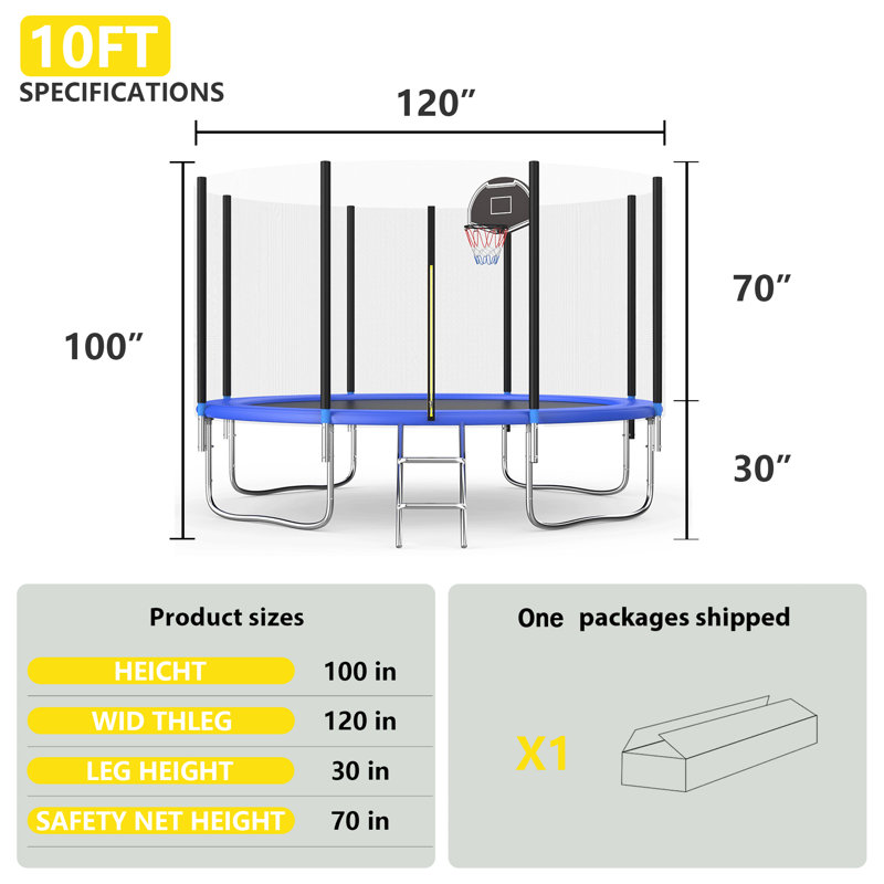 Trampoline de cour arrière avec enceinte de sécurité Sumij