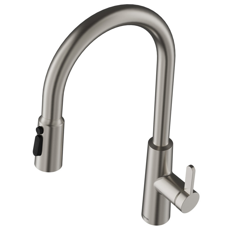 Karran Pull-Down Kitchen Faucet with Interchangeable Sprayers, Blade Spray & Advanced Aerator, High-Arc in Spot-Free Stainless Steel