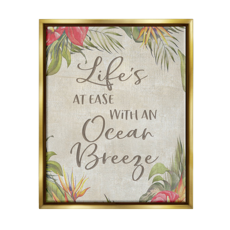«Tropical Ocean Breeze Floral Border Summer» par CAD Designs - Art textuel sur, H 21 po x l 17 po x P 1,7 po
