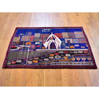 Tapis oriental en laine naturel noué à la main 3 pi x 4 pi 10 po B92832437CA344EE9946D63B3D90E901