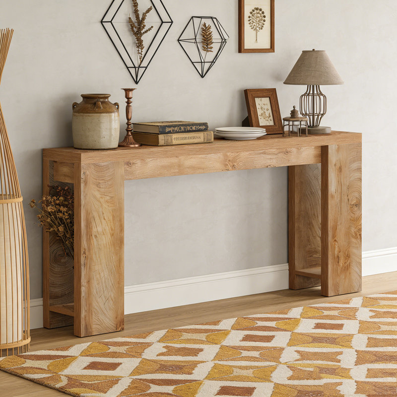Farmhouse Wood Sofa Table Entryway Table, Brun