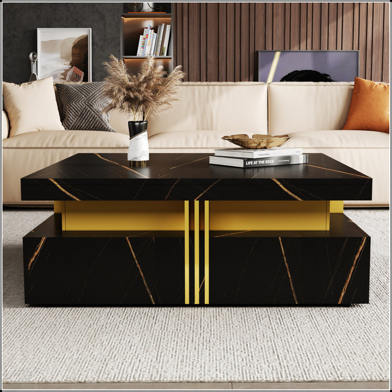 Table basse haut de gamme en bois massif avec tablette de rangement et plateau de table ouvert, parfaite pour la vie minimaliste moderne
