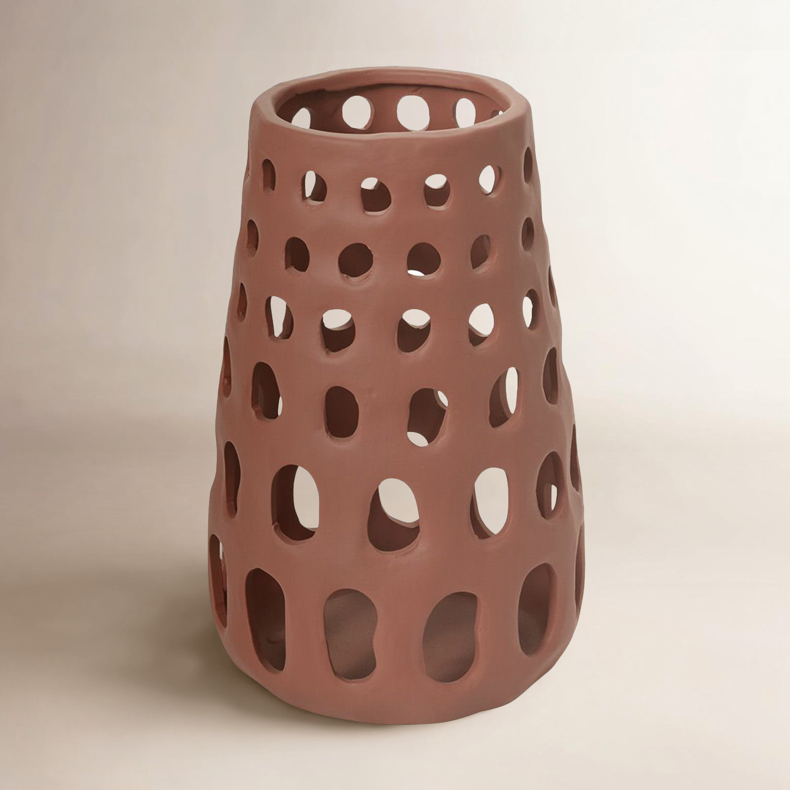 Ceramic Tabletop Lantern, 12.25" H x 8.25" W x 8.25" D
