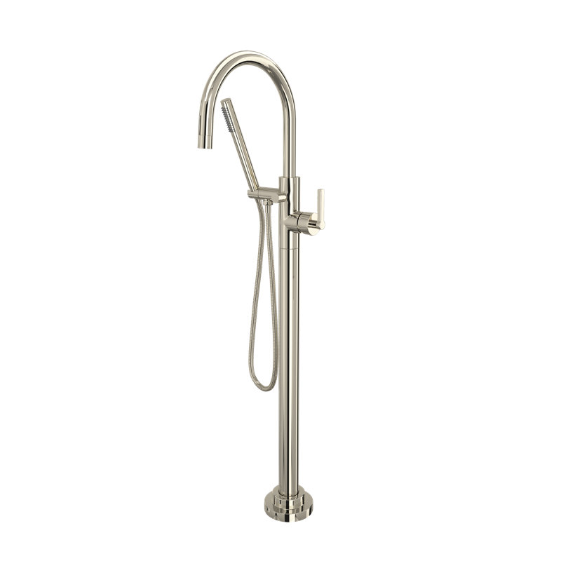 Lombardia Single Hole Floor Mount Tub Filler Trim, Polished Nickel