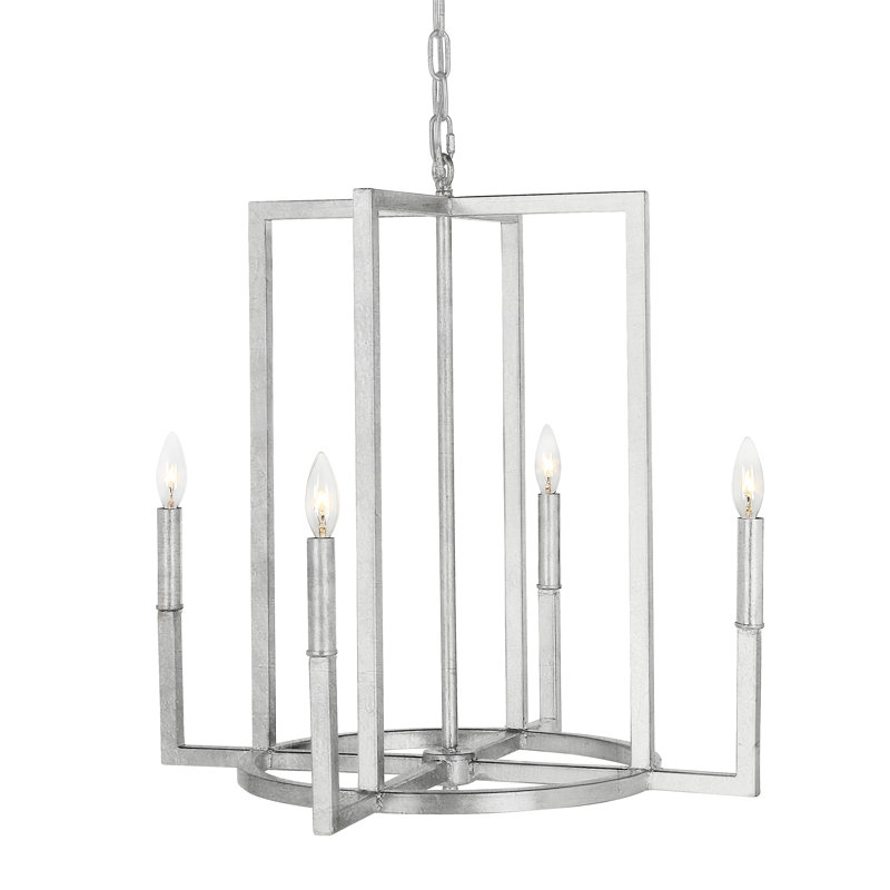 Lustre classique / traditionnel à 4 lumières de style bougie Paca, Feuille d'argent, 240 V